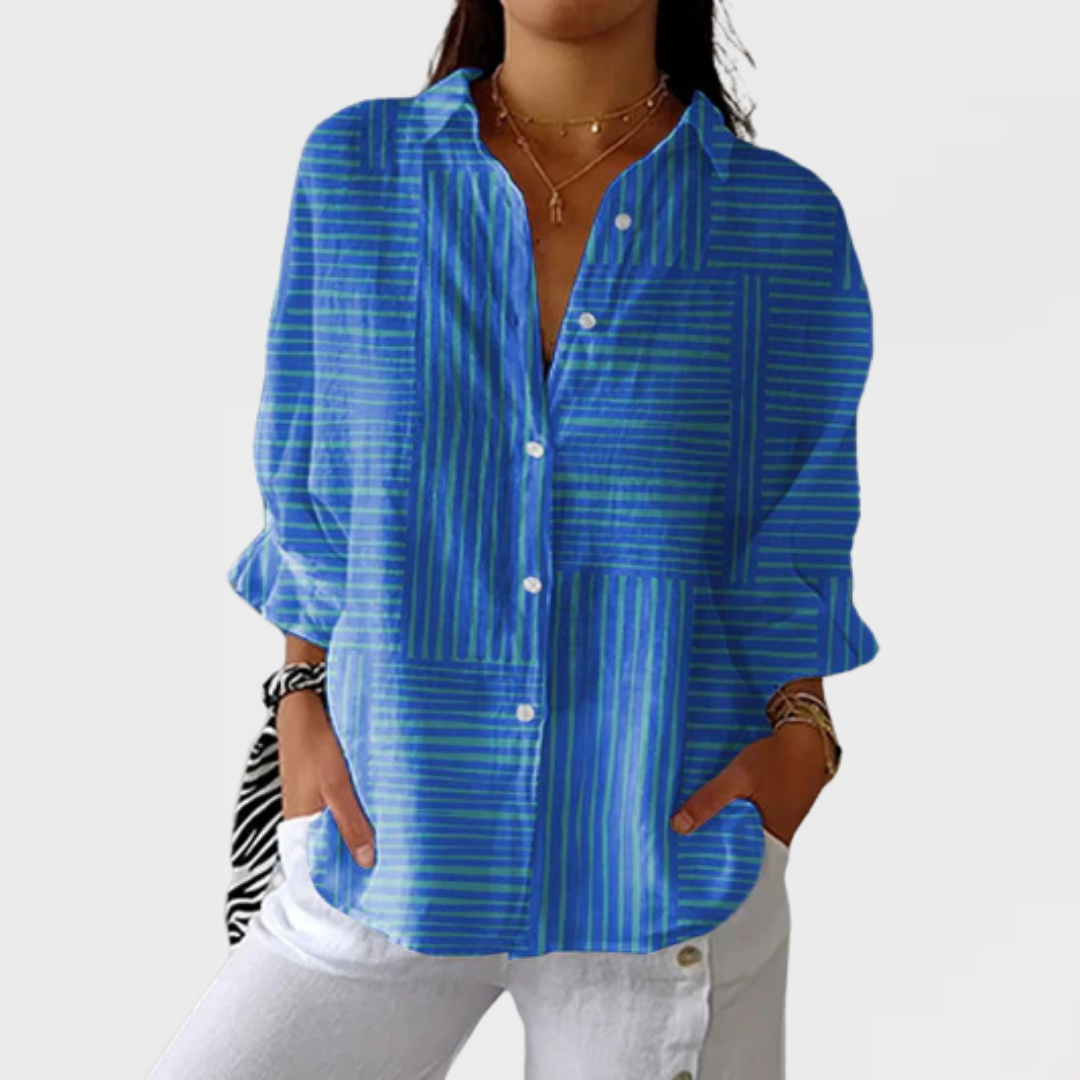 Amy | Azure Stripe Blouse